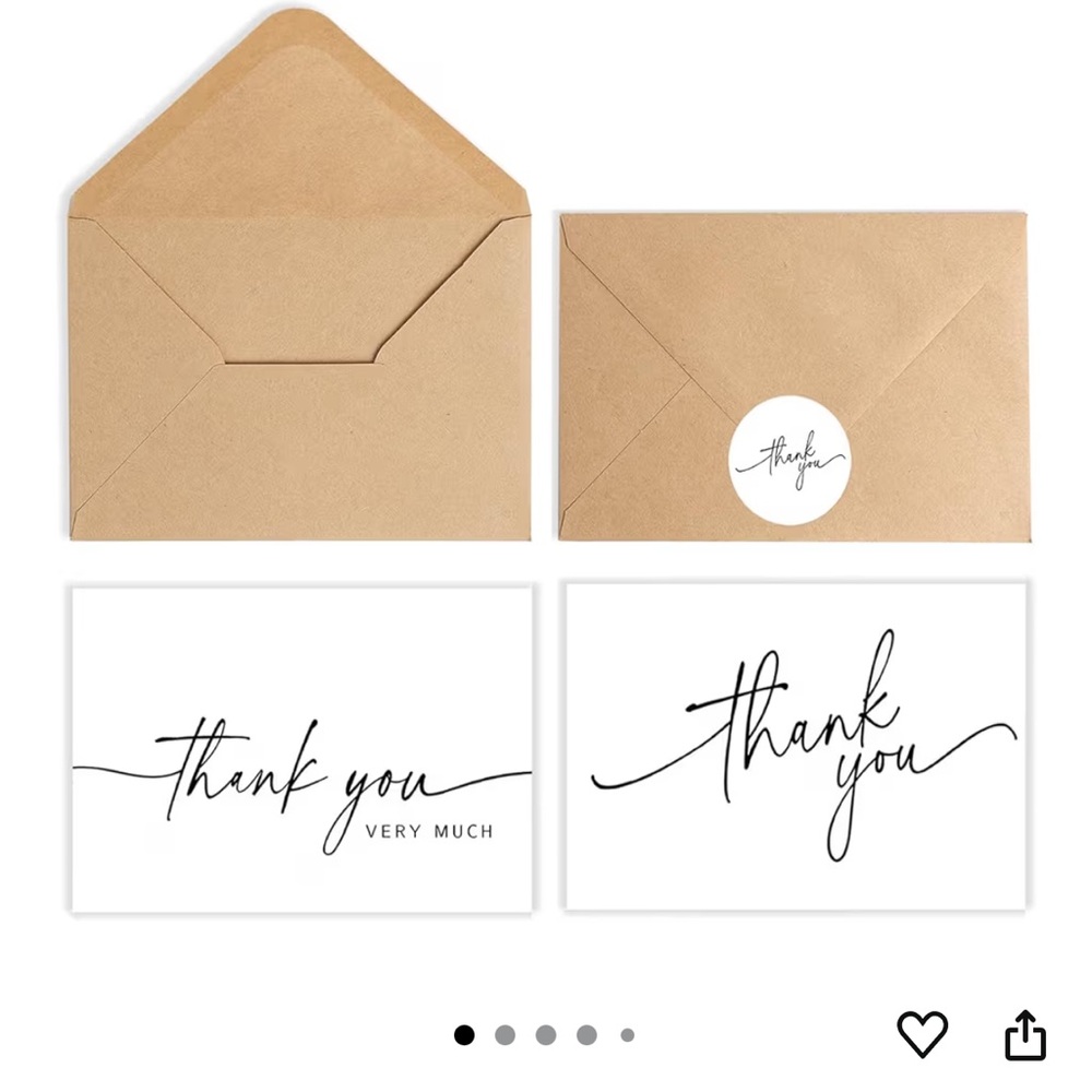 Elegant Thank You Card Set with Envelopes